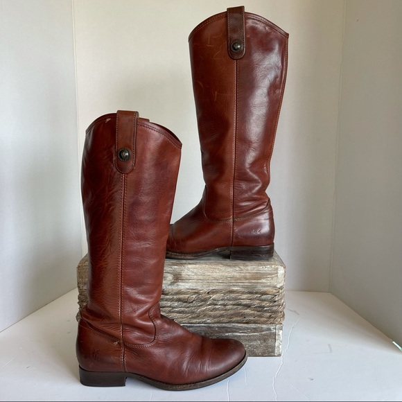 FRYE Cognac Melissa Button Boots/Booties - Picture 7 of 16